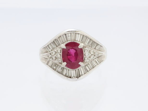 【買取】PT900 プラチナ900 ルビー ダイヤモンド デザイン リング 指輪 1.30ct 0.88ct