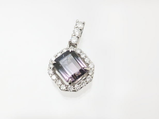 【買取】PT900 プラチナ900 バイカラースピネル パープル/ブルー ペンダント トップ 1.24ct 0.25ct